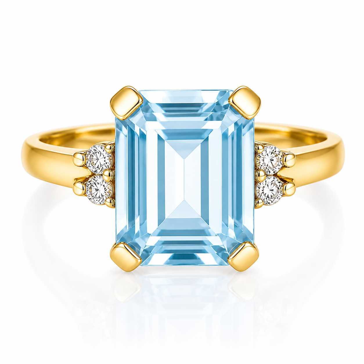 Anello - 18 carati Oro giallo - 2.04ct. tw. Acquamarina - Diamante - Made in Italy - Handmade