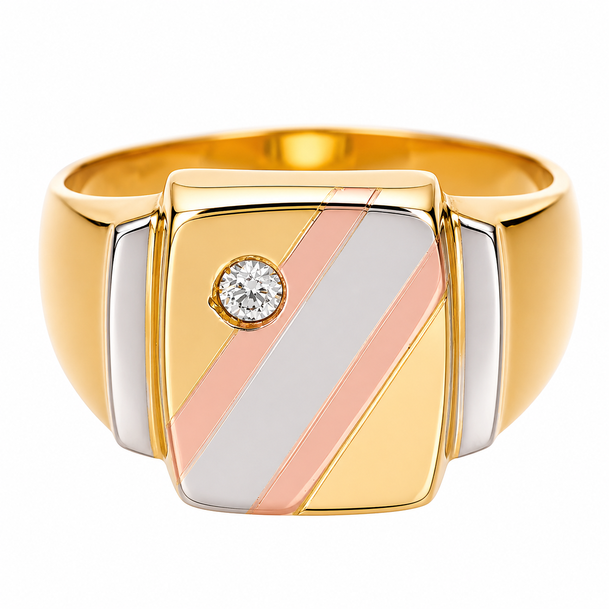 Anello - 18 carati Oro bianco, Oro giallo, Oro rosa - 0.07ct. tw. Diamante (Naturale) - Made in Italy - Handmade