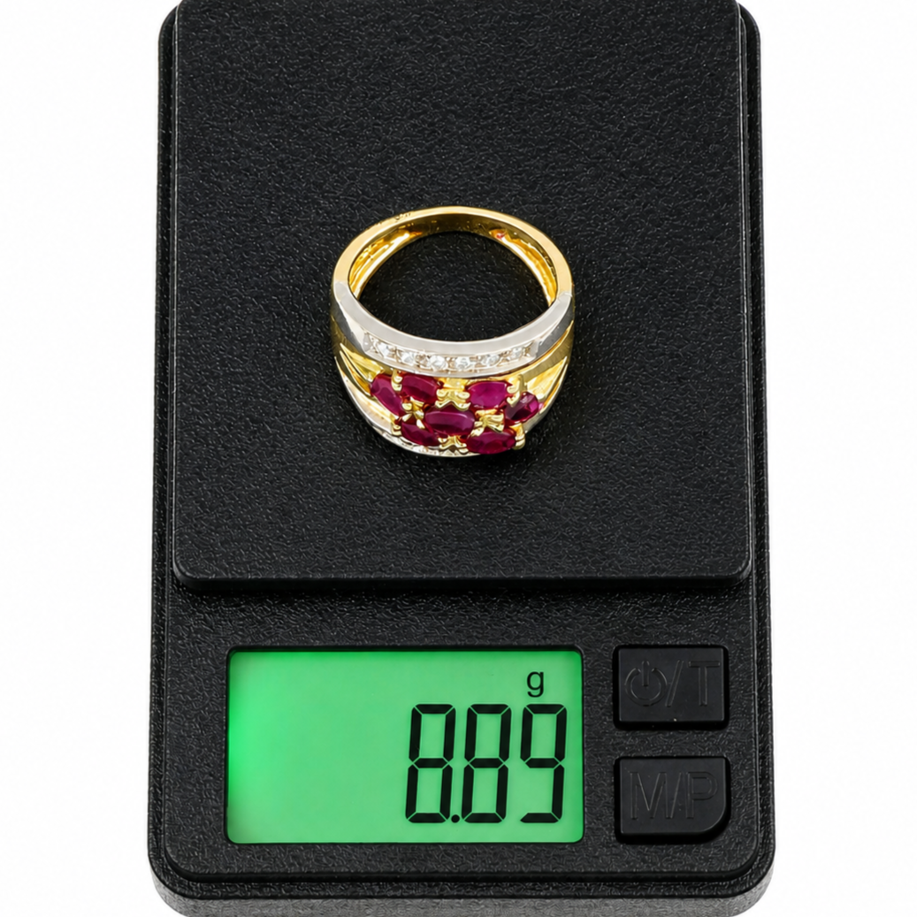 Anello - 18 carati Oro giallo, Oro bianco - 2.18ct. tw. Rubino - Diamante - Made in Italy - Handmade