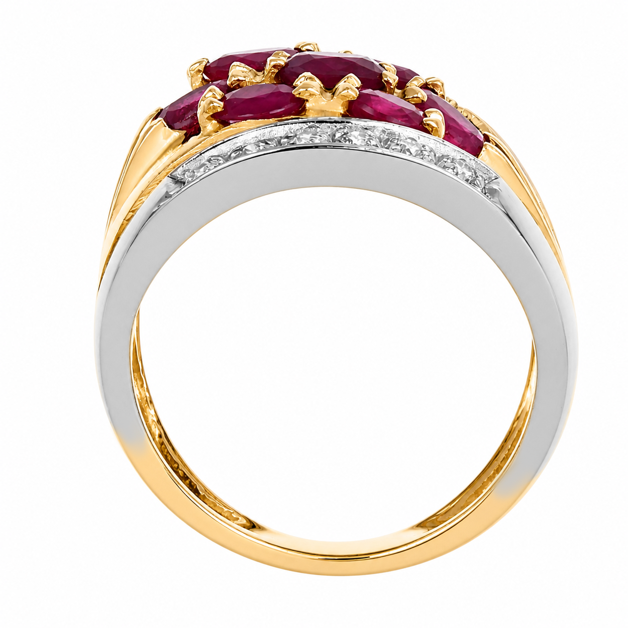 Anello - 18 carati Oro giallo, Oro bianco - 2.18ct. tw. Rubino - Diamante - Made in Italy - Handmade