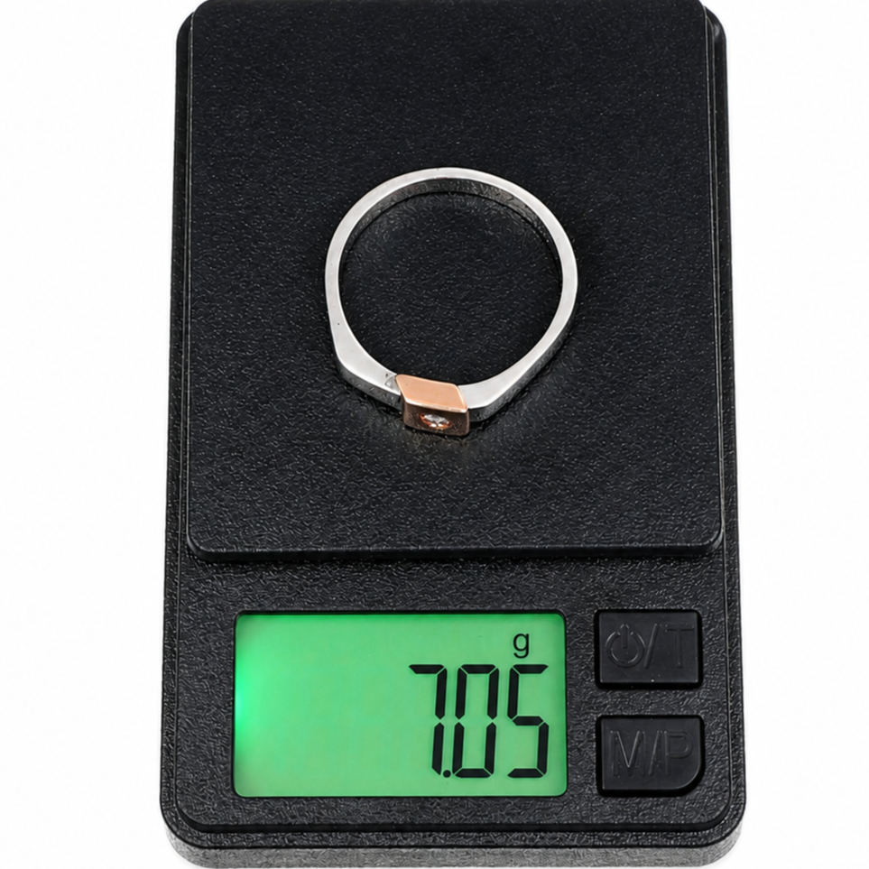 Anello - 18 carati Oro bianco, Oro rosa - 0.04ct. tw. Diamante (Naturale) - Made in Italy - Handmade