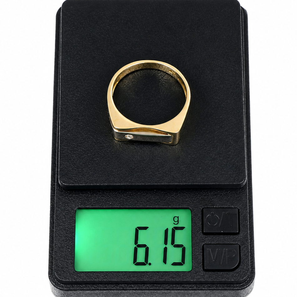 Anello - 18 carati Oro bianco, Oro giallo - 0.03ct. tw. Diamante (Naturale) - Made in Italy - Handmade