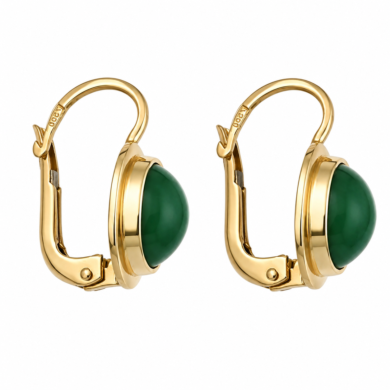 Orecchini - 18 carati Oro giallo, Agata verde - 3.00ct. tw. - Made in Italy - Handmade