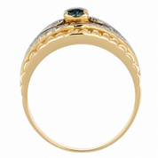 Anello - 18 carati Oro giallo, Oro bianco - 0.20ct. tw. Zaffiro - Diamante - Made in Italy - Handmade