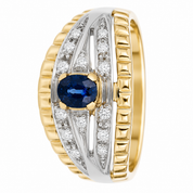 Anello - 18 carati Oro giallo, Oro bianco - 0.20ct. tw. Zaffiro - Diamante - Made in Italy - Handmade