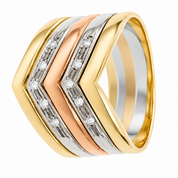 Anello - 18 carati Oro bianco, Oro giallo, Oro rosa - 0.15ct. tw. Diamante (Naturale) - Made in Italy - Handmade