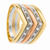 Anello - 18 carati Oro bianco, Oro giallo, Oro rosa - 0.15ct. tw. Diamante (Naturale) - Made in Italy - Handmade