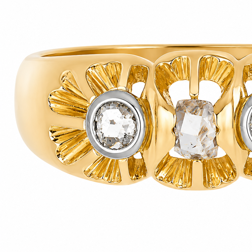 Anello - 18 carati Oro giallo, Oro bianco - 0.30ct. tw. Diamante (Naturale) - Made in Italy - Handmade