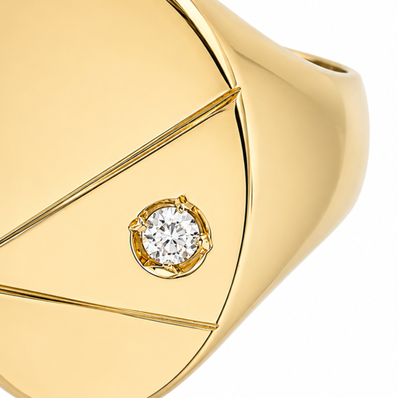 Anello - 18 carati Oro giallo - 0.07ct. tw. Diamante (Naturale) - Made in Italy - Handmade