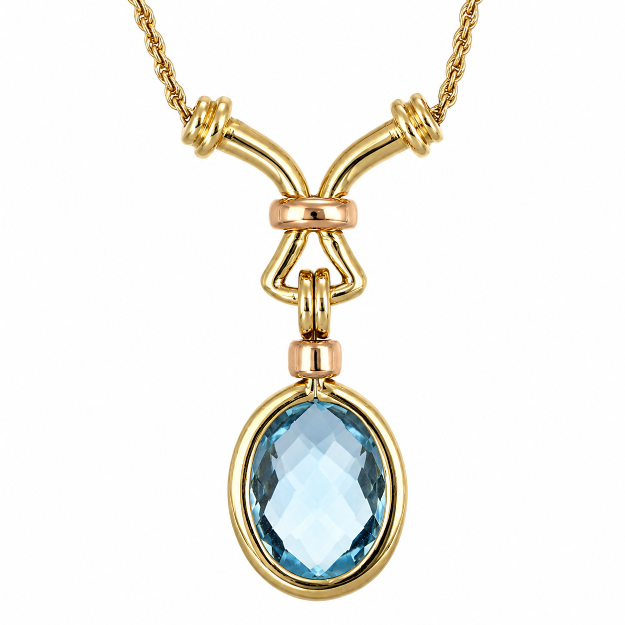 Collana con ciondolo - 18 carati Oro giallo, Oro rosa - 4.50ct. tw. Topazio - Made in Italy - Handmade