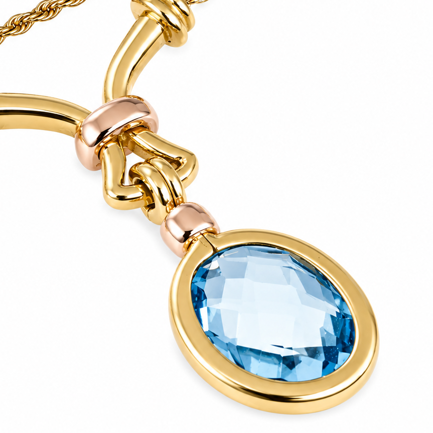 Collana con ciondolo - 18 carati Oro giallo, Oro rosa - 4.50ct. tw. Topazio - Made in Italy - Handmade