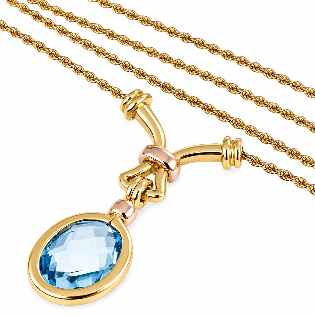 Collana con ciondolo - 18 carati Oro giallo, Oro rosa - 4.50ct. tw. Topazio - Made in Italy - Handmade