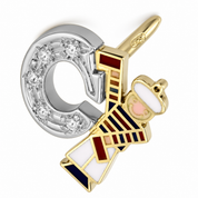 Spilla - 18 carati Oro bianco, Oro giallo - 0.05ct. tw. Diamante (Naturale) - Made in Italy - Handmade