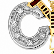 Spilla - 18 carati Oro bianco, Oro giallo - 0.05ct. tw. Diamante (Naturale) - Made in Italy - Handmade