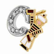 Spilla - 18 carati Oro bianco, Oro giallo - 0.05ct. tw. Diamante (Naturale) - Made in Italy - Handmade