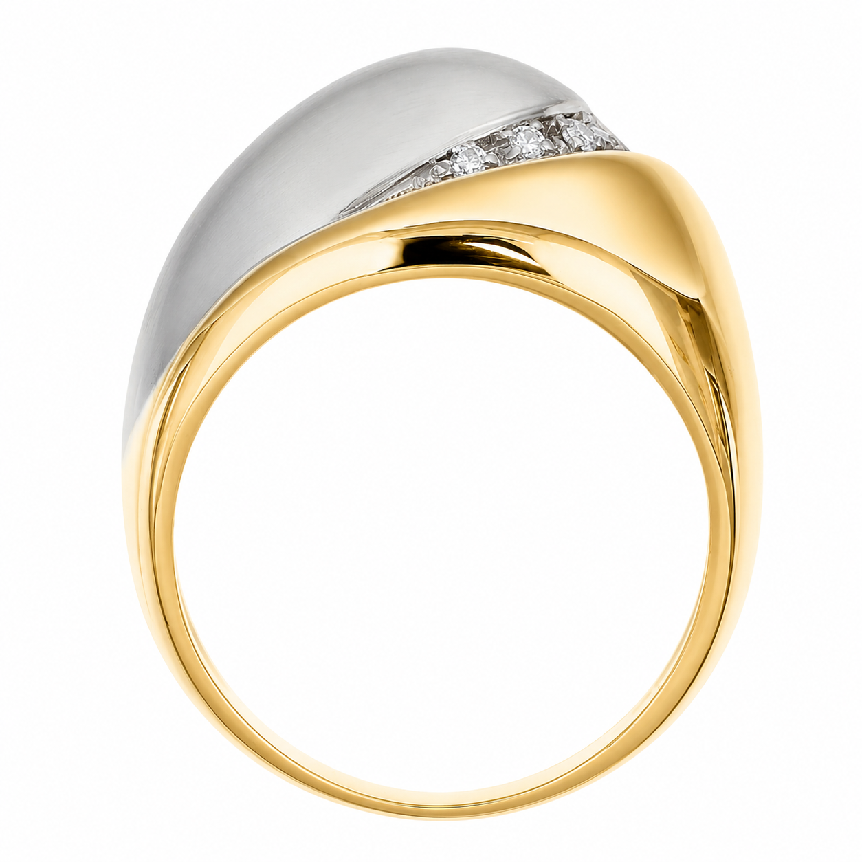 Anello - 18 carati Oro bianco, Oro giallo - 0.06ct. tw. Diamante (Naturale) - Made in Italy - Handmade