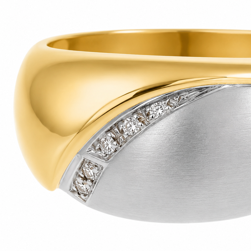 Anello - 18 carati Oro bianco, Oro giallo - 0.06ct. tw. Diamante (Naturale) - Made in Italy - Handmade