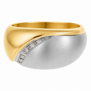 Anello - 18 carati Oro bianco, Oro giallo - 0.06ct. tw. Diamante (Naturale) - Made in Italy - Handmade