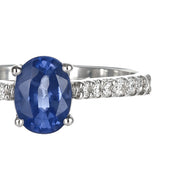 Anello - 18 carati Oro bianco - 1.29ct. tw. Zaffiro - Diamante