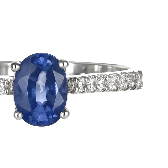 Anello - 18 carati Oro bianco - 1.29ct. tw. Zaffiro - Diamante