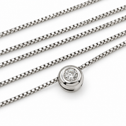 Collana con ciondolo - 18 carati Oro bianco - 0.04ct. tw. Diamante (Naturale) - Made in Italy - Handmade