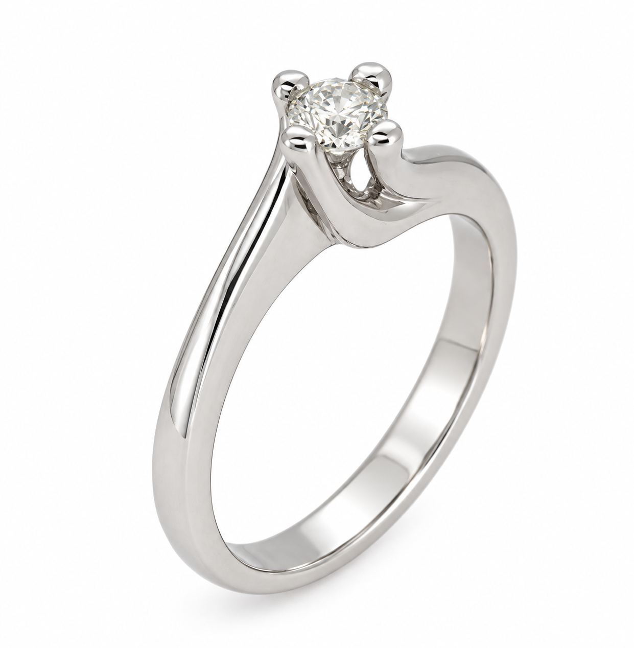 Anello - 18 carati Oro bianco - 0.21ct. tw. Diamante (Naturale) - Made in Italy - Handmade