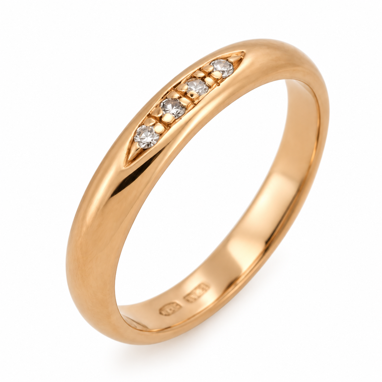 Anello - 18 carati Oro giallo - 0.04ct. tw. - Made in Italy - HandMade