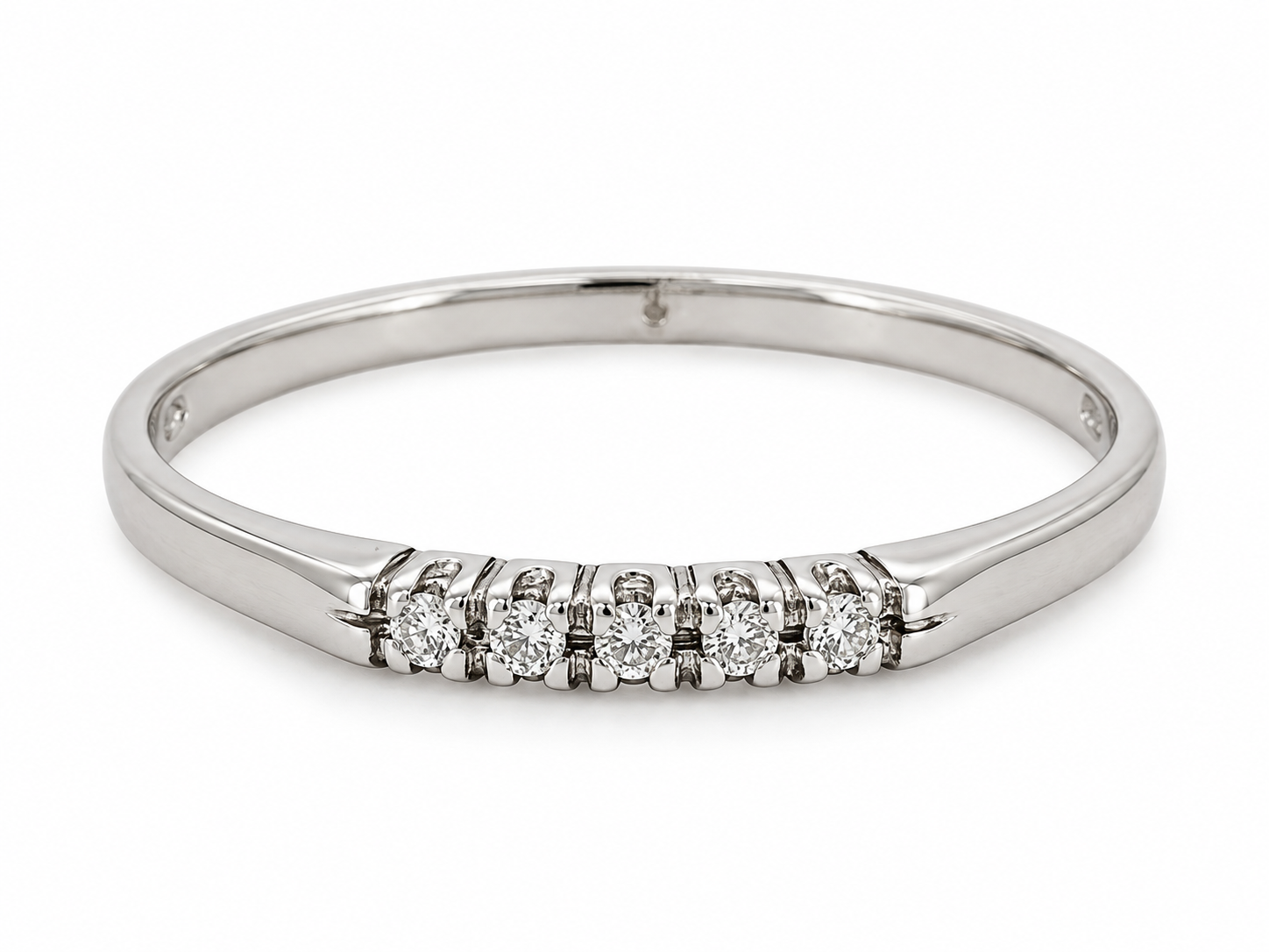 Anello - 9 kt Oro bianco - 0.05ct. tw. Diamante (Naturale) - Made in Italy - Handmade