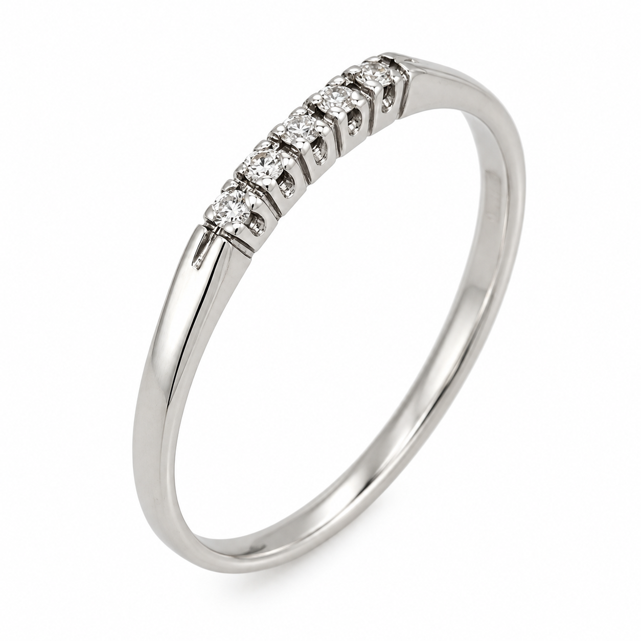 Anello - 9 kt Oro bianco - 0.05ct. tw. Diamante (Naturale) - Made in Italy - Handmade