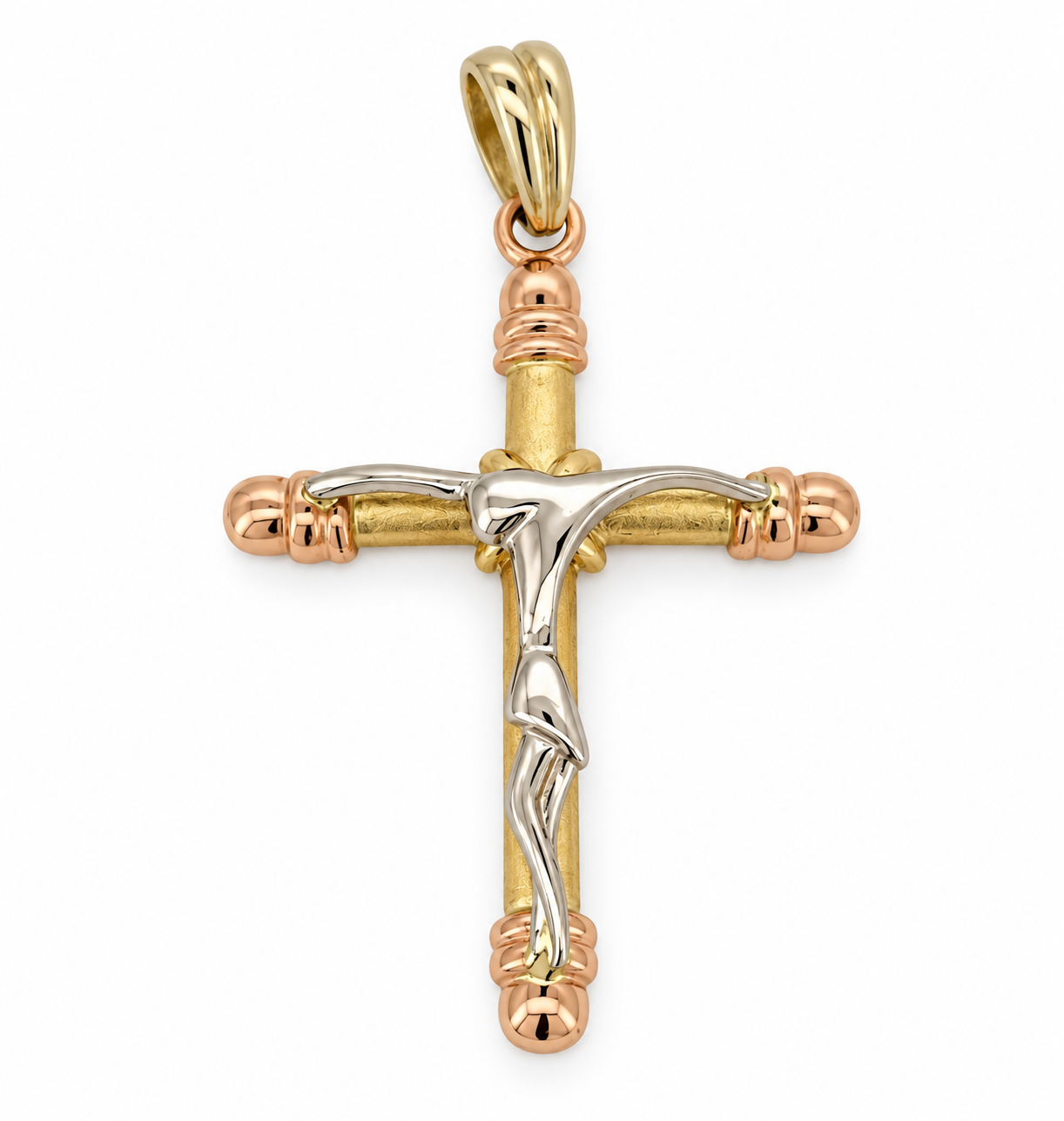 Ciondolo a croce - 18 carati Oro giallo, Oro bianco, Oro rosa - Made in Italy - HandMade