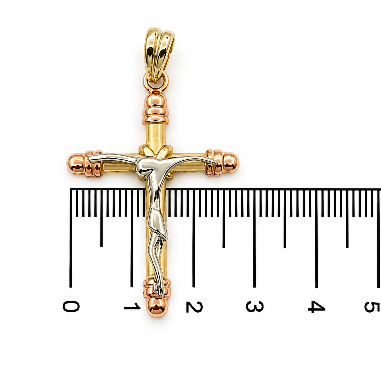 Ciondolo a croce - 18 carati Oro giallo, Oro bianco, Oro rosa - Made in Italy - HandMade