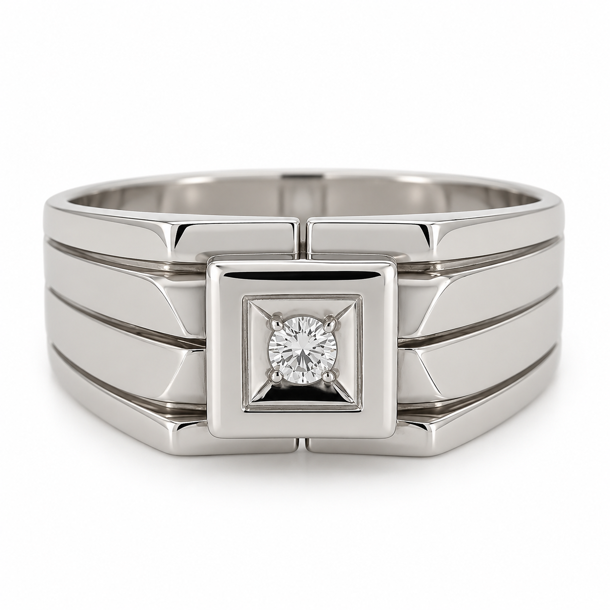 Anello - 18 carati Oro bianco - 0.05ct. tw. Diamante (Naturale) - Made in Italy - Handmade
