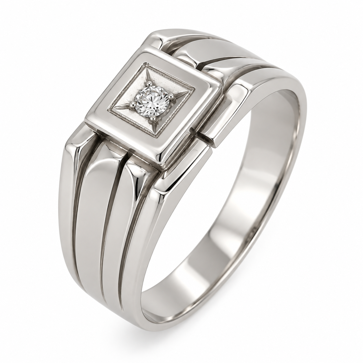 Anello - 18 carati Oro bianco - 0.05ct. tw. Diamante (Naturale) - Made in Italy - Handmade