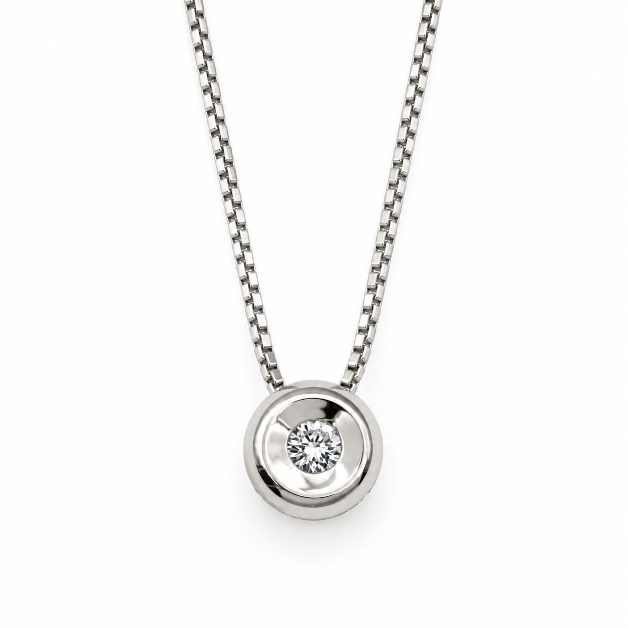 Collana con ciondolo - 18 carati Oro bianco - 0.05ct. tw. Diamante (Naturale) - Made in Italy - Handmade