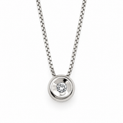 Collana con ciondolo - 18 carati Oro bianco - 0.05ct. tw. Diamante (Naturale) - Made in Italy - Handmade