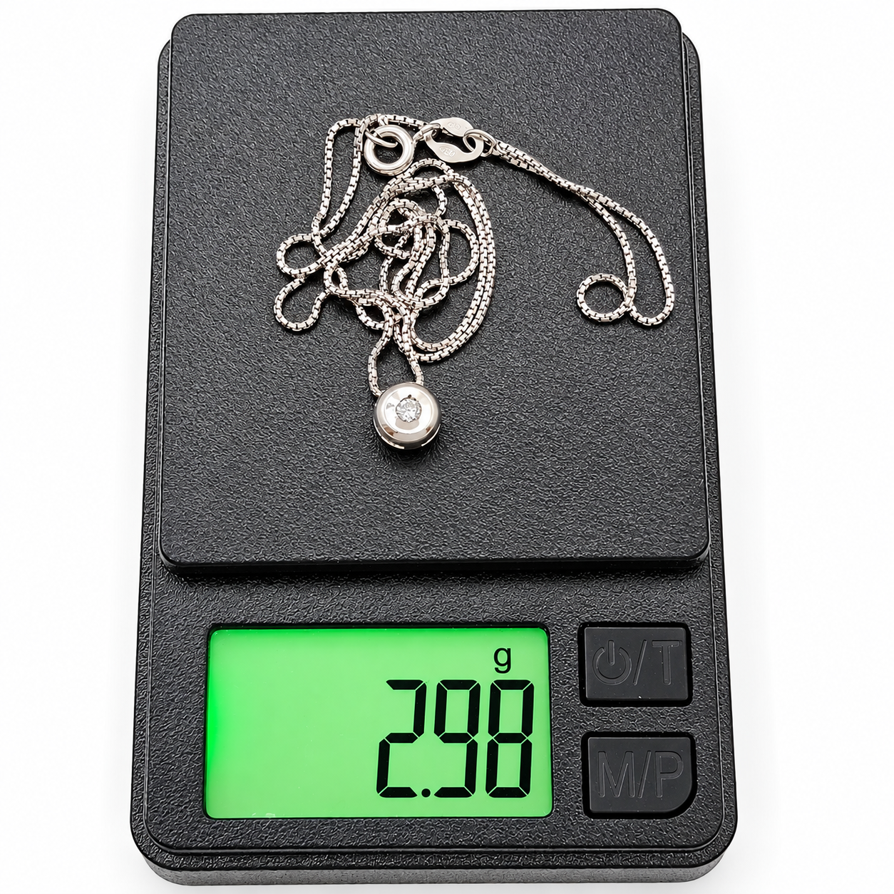 Collana con ciondolo - 18 carati Oro bianco - 0.05ct. tw. Diamante (Naturale) - Made in Italy - Handmade