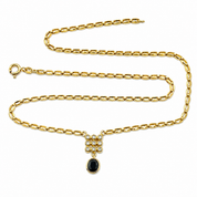 Collana con ciondolo - 18 carati Oro bianco, Oro giallo - 1.33ct. tw. Zaffiro - Diamante - Made in Italy - Handmade