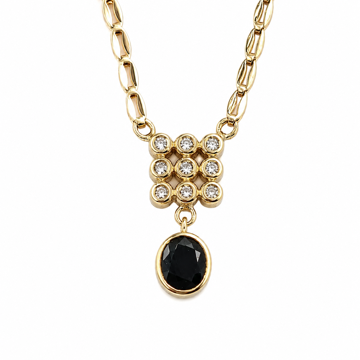 Collana con ciondolo - 18 carati Oro bianco, Oro giallo - 1.33ct. tw. Zaffiro - Diamante - Made in Italy - Handmade