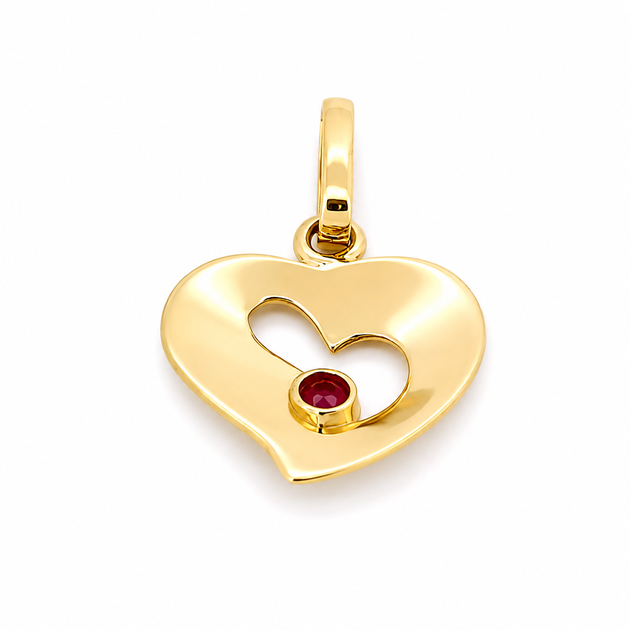 Ciondolo - 18 carati Oro giallo - 0.10ct. tw. Rubino - Made in Italy - HandMade