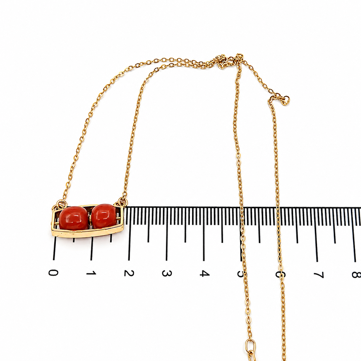 Collana con ciondolo - 18 carati Oro giallo Corallo - Handmade - Made in Italy