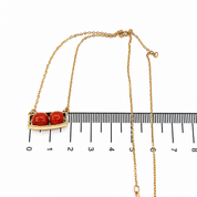 Collana con ciondolo - 18 carati Oro giallo Corallo - Handmade - Made in Italy