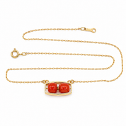 Collana con ciondolo - 18 carati Oro giallo Corallo - Handmade - Made in Italy