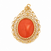 Ciondolo - 18 carati Oro giallo - 4.66ct. tw. Corallo - Made in Italy - Handmade