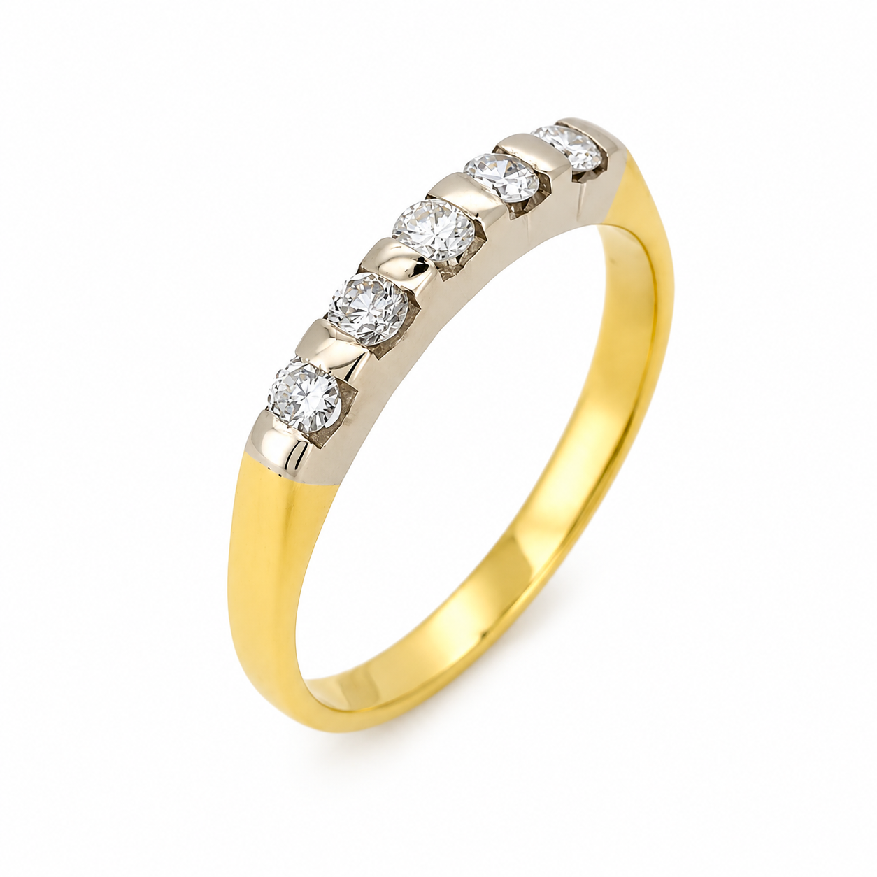 Anello - 18 carati Oro bianco, Oro giallo - 0.125ct. tw. Diamante (Naturale) - Made in Italy - Handmade