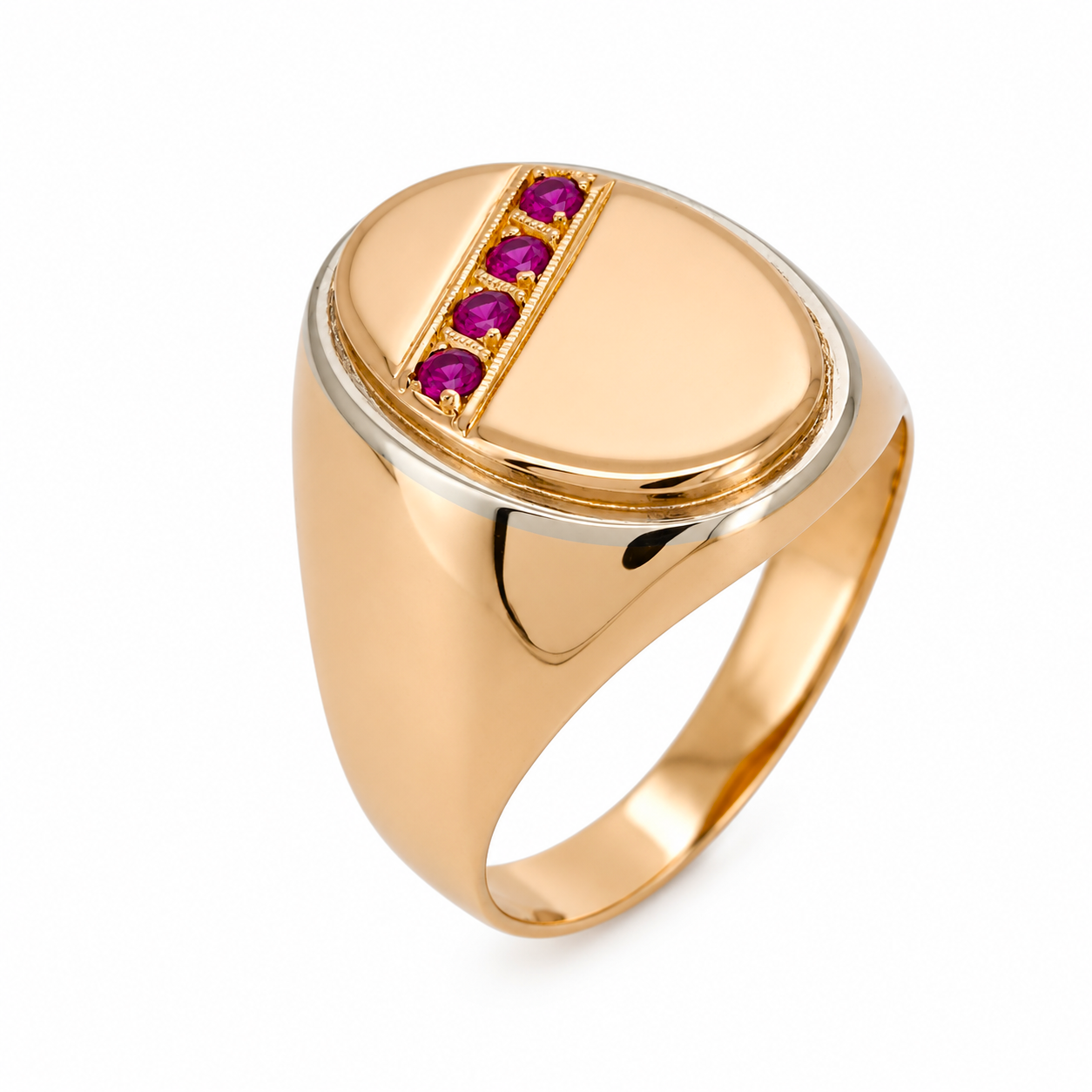 Anello - 18 carati Oro giallo, Oro bianco - 0.12ct. tw. Rubino - Made in Italy - Handmade
