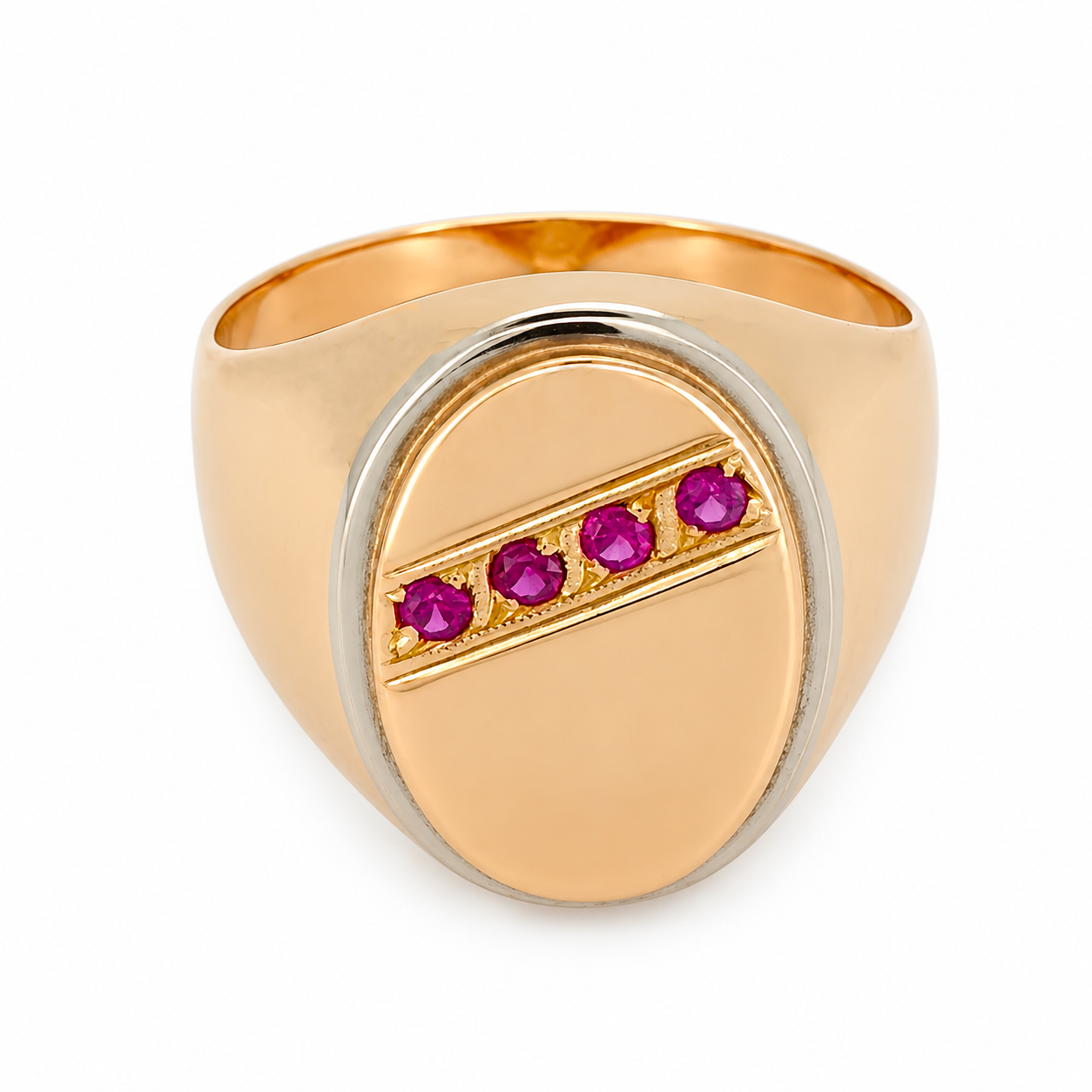 Anello - 18 carati Oro giallo, Oro bianco - 0.12ct. tw. Rubino - Made in Italy - Handmade