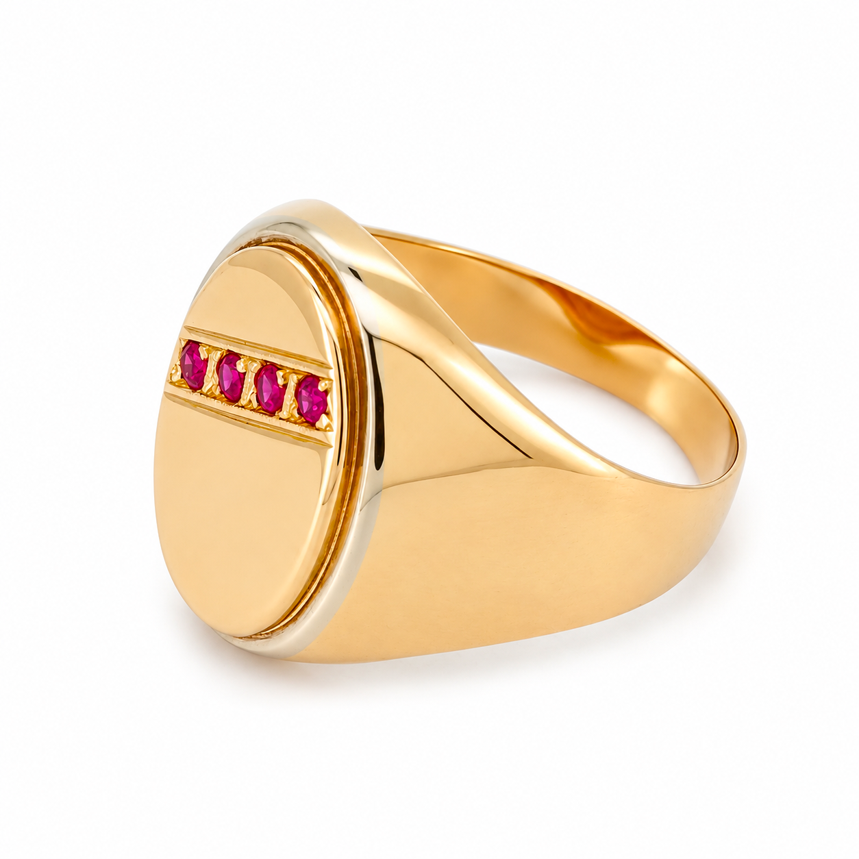Anello - 18 carati Oro giallo, Oro bianco - 0.12ct. tw. Rubino - Made in Italy - Handmade