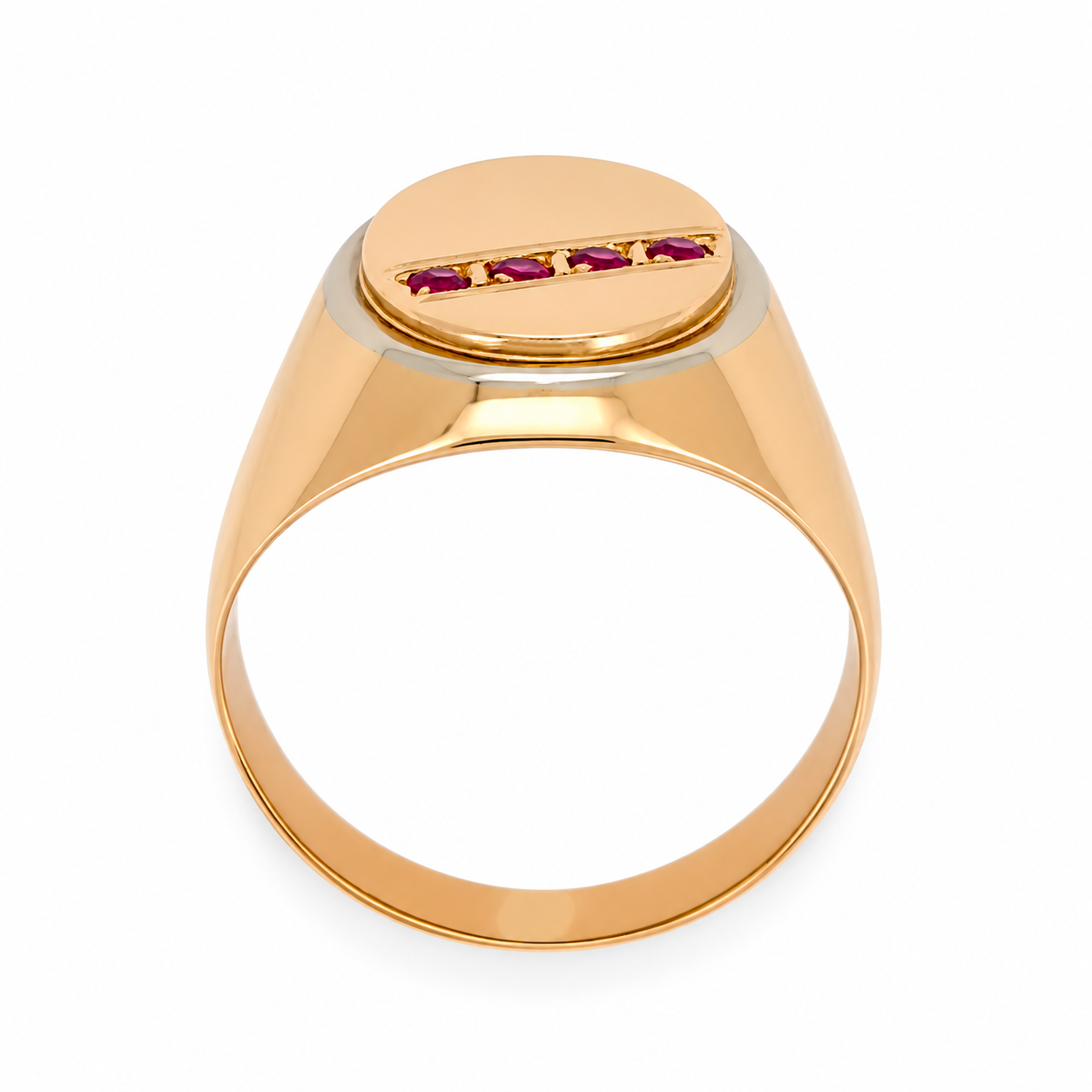 Anello - 18 carati Oro giallo, Oro bianco - 0.12ct. tw. Rubino - Made in Italy - Handmade