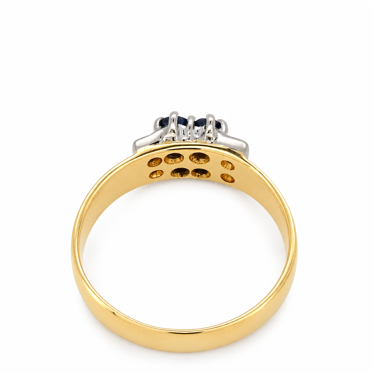 Anello - 18 carati Oro giallo, Oro bianco - 0.22ct. tw. Zaffiro - Diamante - Made in Italy - Handmade