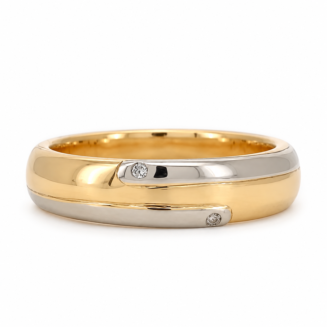 Anello - 18 carati Oro bianco, Oro giallo - 0.02ct. tw. Diamante (Naturale) - Made in Italy - Handmade